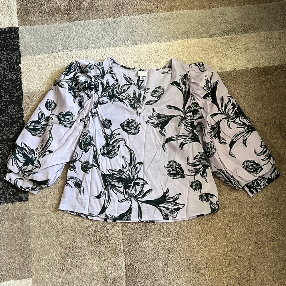 a new day brand: purple floral blouse